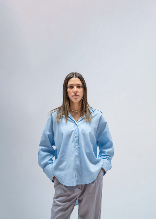 The Poplin Plain Shirt - Baby Blue