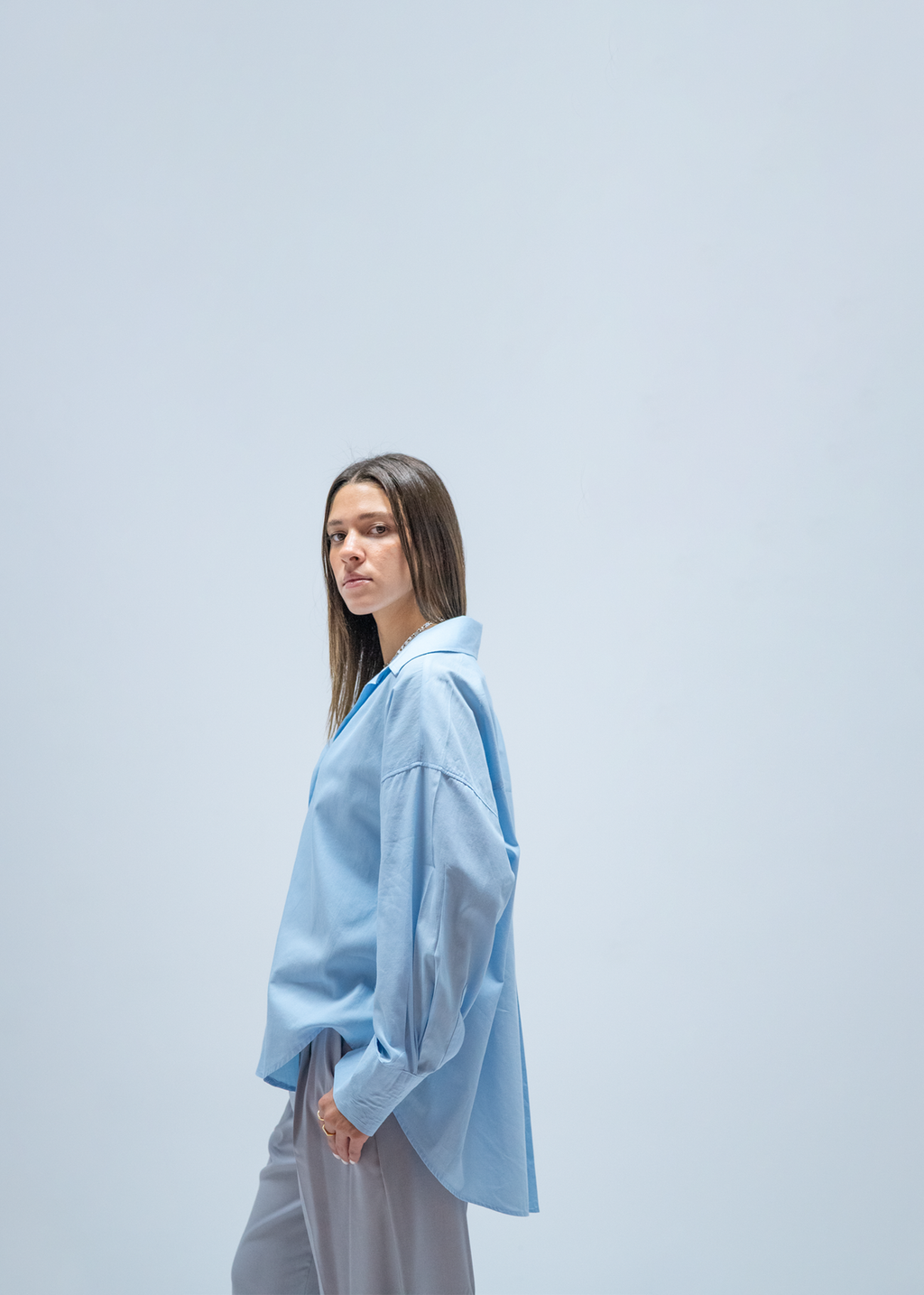 The Poplin Plain Shirt - Baby Blue