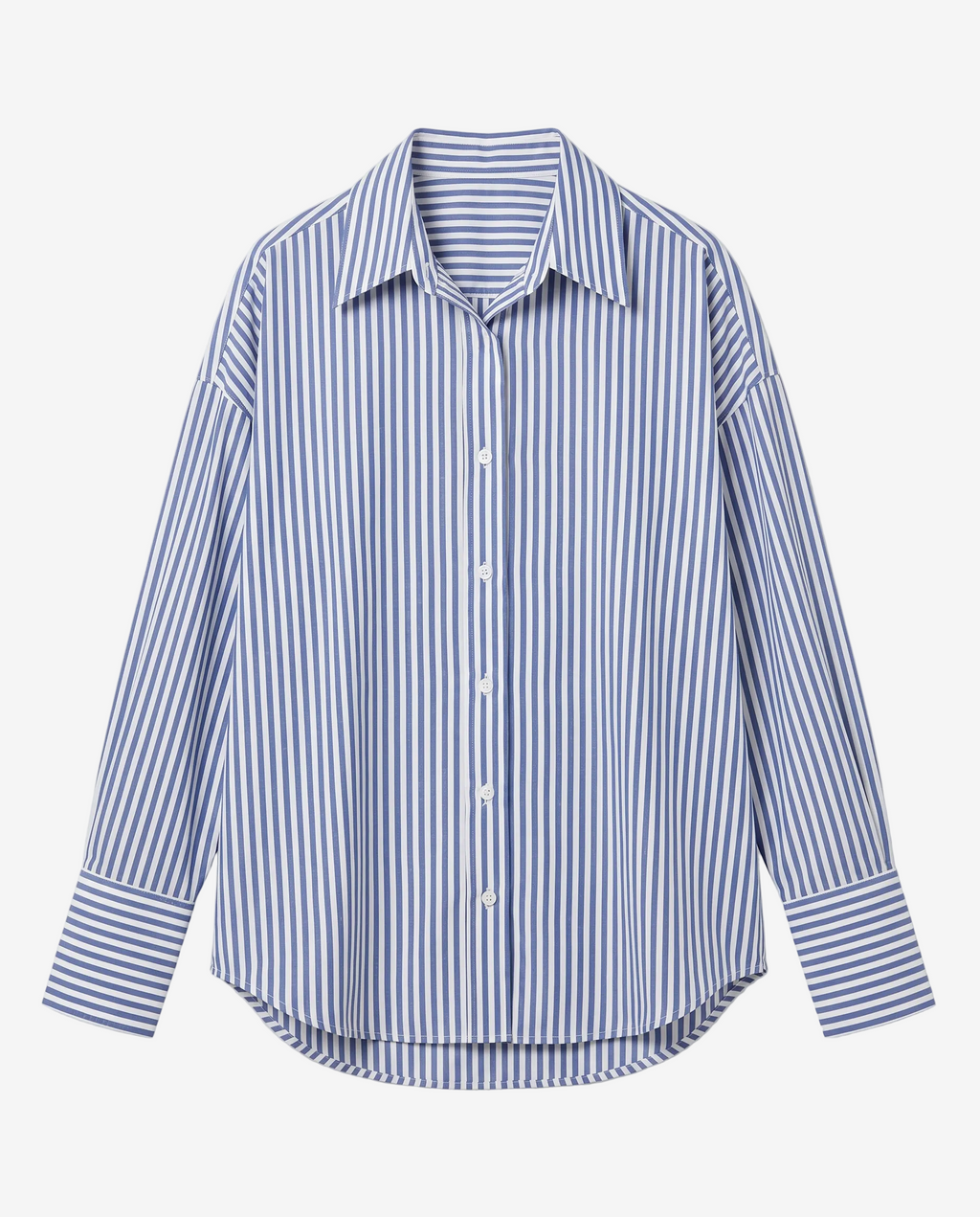 Striped button-down shirt blue on white