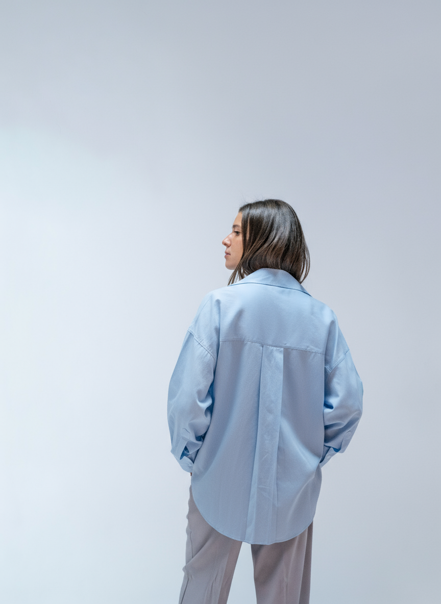 The Poplin Plain Shirt - Baby Blue